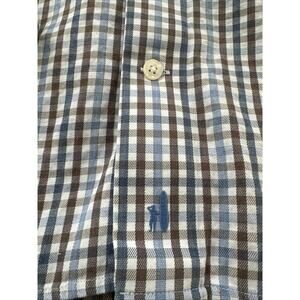 Johnnie-O Men's Medium Button Down Shirt Blue Plaid Long Sleeve